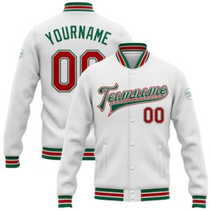 Custom White Red Kelly Green Bomber Full&hellip;