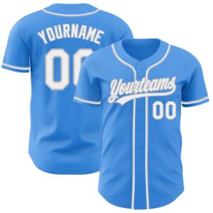 Electric Blue White-Gray Authentic Baseball Jersey, Custom&hellip;