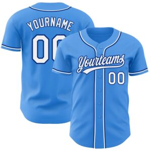 Electric Blue White-Royal Authentic Baseball Jersey, Custom&hellip;