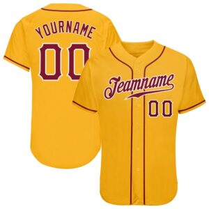 Gold Crimson-White Authentic Baseball Jersey, Custom Baseball&hellip;
