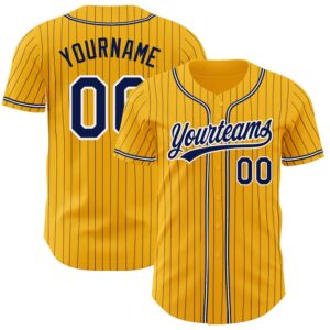 Gold Navy Pinstripe Navy-White Authentic Baseball Jersey,&hellip;