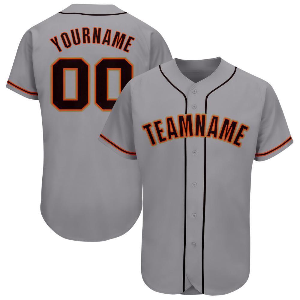 Gray Black-Orange Baseball Jersey, Custom Baseball Jersey, Personalized Sport Jersey