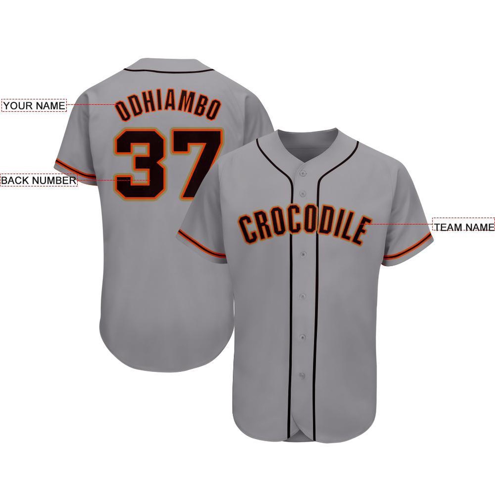 Gray Black-Orange Baseball Jersey, Custom Baseball Jersey, Personalized Sport Jersey