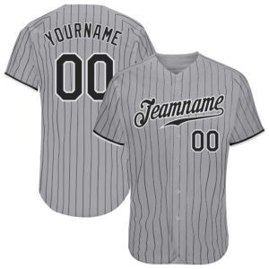 Gray Black Pinstripe Black-White Authentic Baseball Jersey,&hellip;