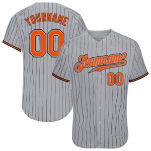 Gray Black Pinstripe Orange-Black Authentic Baseball Jersey,&hellip;