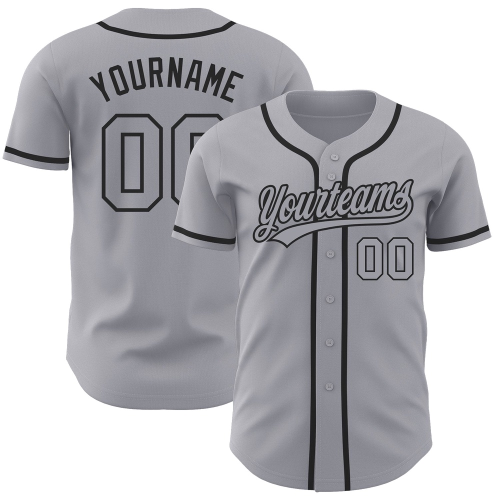 Gray Gray-Black Authentic Baseball Jersey, Custom Baseball Jersey, Personalized Sport Jersey