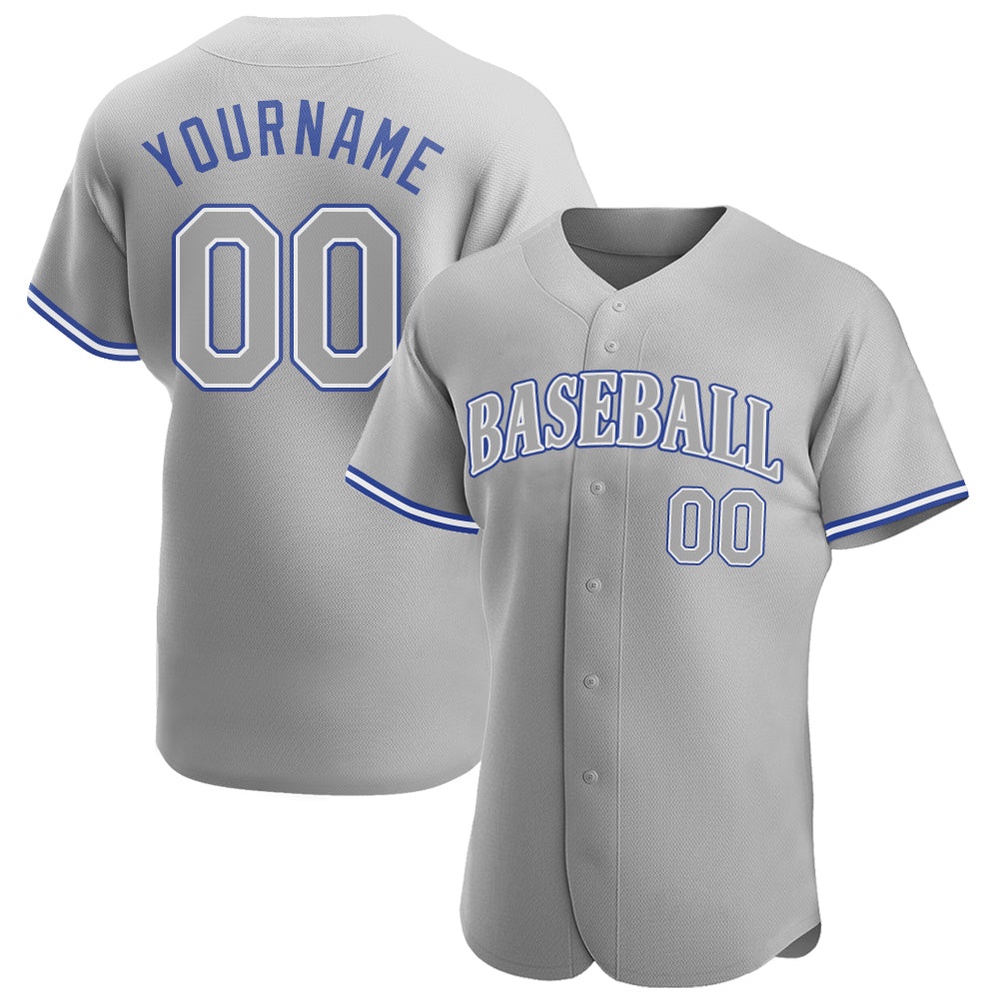 Gray Gray Royal Authentic Baseball Jersey, Custom Baseball Jersey, Personalized Sport Jersey