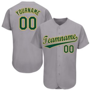 Gray Green-Gold Baseball Jersey, Custom Baseball Jersey,&hellip;