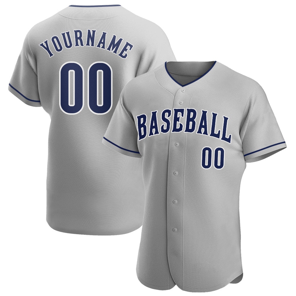 Gray Navy-White Authentic Baseball Jersey, Custom Baseball Jersey, Personalized Sport Jersey Gray Navy-White Authentic Baseball Jersey, Custom Baseball Jersey, Personalized Sport Jersey