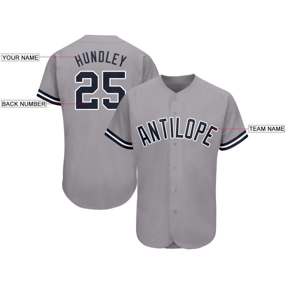 Gray Navy-White Baseball Jersey, Custom Baseball Jersey, Personalized Sport Jersey Gray Navy-White Baseball Jersey, Custom Baseball Jersey, Personalized Sport Jersey