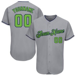Gray Neon Green-Navy Authentic Baseball Jersey, Custom&hellip;