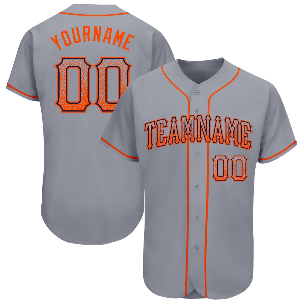 Gray Orange-Navy Authentic Drift Fashion Baseball Jersey, Custom Baseball Jersey, Personalized Sport Jersey