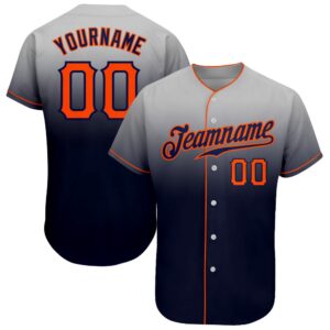 Gray Orange-Navy Authentic Fade Fashion Baseball Jersey,&hellip;