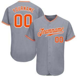 Gray Orange-White Authentic Baseball Jersey, Custom Baseball&hellip;