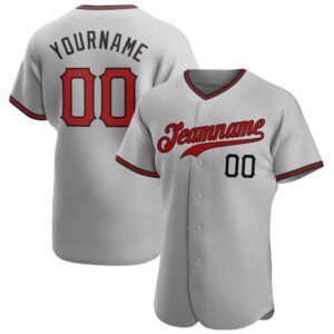 Gray Red-Black Authentic Baseball Jersey, Custom Baseball&hellip;