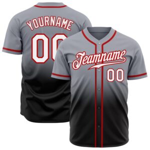 Gray White Black-Red Authentic Fade Fashion Baseball&hellip;