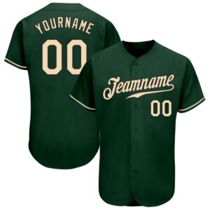 Green Cream-Black Authentic Baseball Jersey, Custom Baseball&hellip;