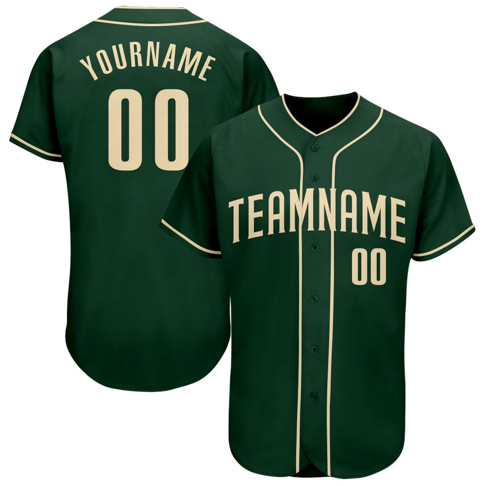 Green Cream Authentic Baseball Jersey, Custom Baseball Jersey, Personalized Sport Jersey