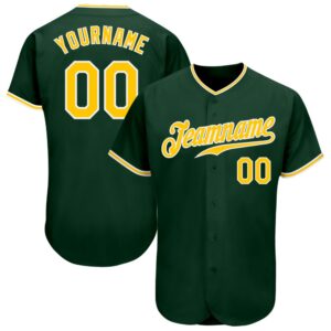 Green Gold-White Authentic Baseball Jersey, Custom Baseball&hellip;