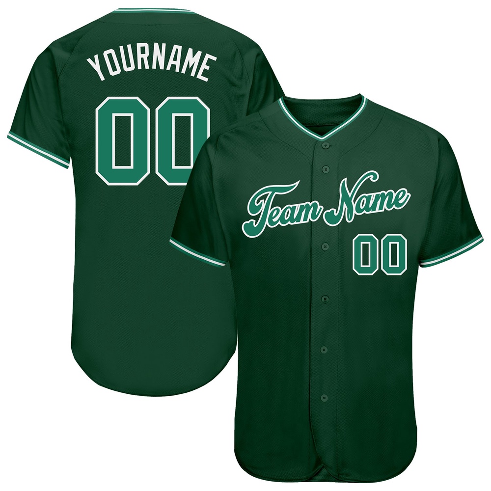 Green Kelly Green-White Authentic Baseball Jersey, Custom Baseball Jersey, Personalized Sport Jersey