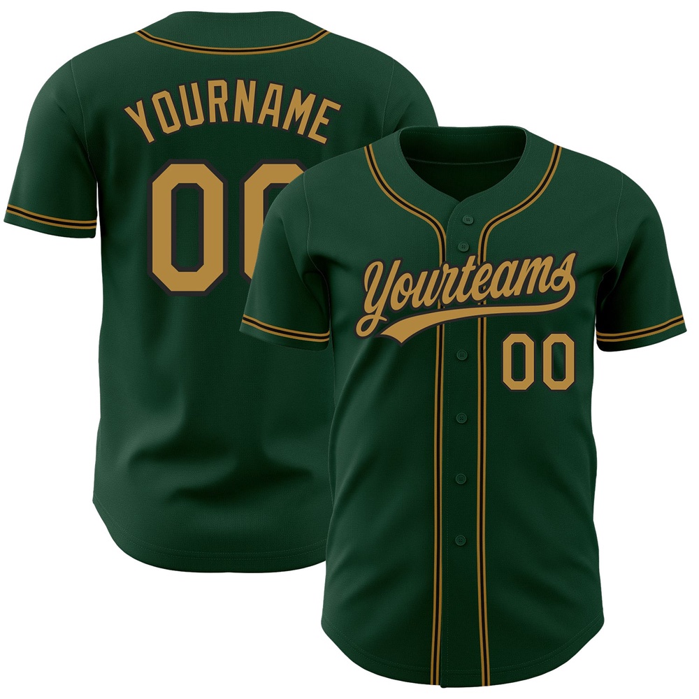 Green Old Gold-Black Authentic Baseball Jersey, Custom Baseball Jersey, Personalized Sport Jersey