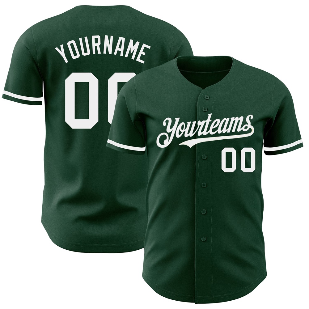 Green White Authentic Baseball Jersey, Custom Baseball Jersey, Personalized Sport Jersey
