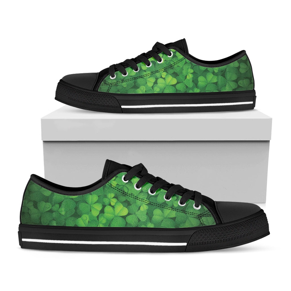 Irish Clover St. Patrick’s Day Print Black Low Top Shoes, St Patricks Day Low Top, St Patrick Day Sneaker