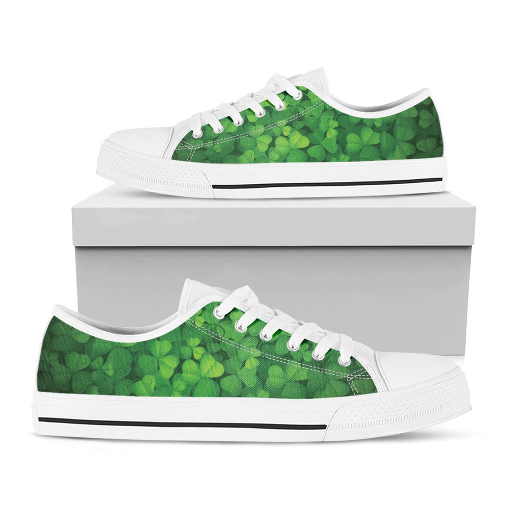Irish Clover St. Patrick’s Day Print White Low Top Shoes, St Patricks Day Low Top, St Patrick Day Sneaker
