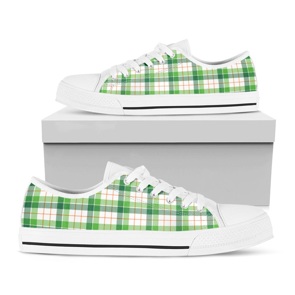 Irish St. Patrick’s Day Tartan Print White Low Top Shoes, St Patricks Day Low Top, St Patrick Day Sneaker