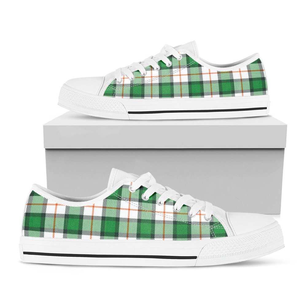Irish Tartan St. Patrick’s Day Print White Low Top Shoes, St Patricks Day Low Top, St Patrick Day Sneaker