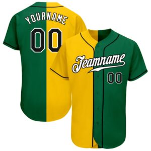 Kelly Green Black-Yellow Authentic Split Fashion Baseball&hellip;