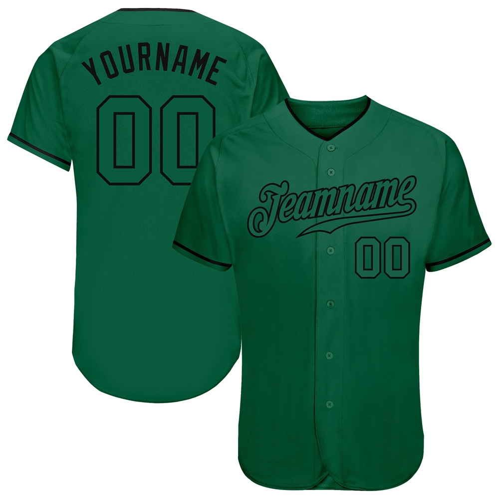 Kelly Green Kelly Green-Black Authentic Baseball Jersey, Custom Baseball Jersey, Personalized Sport Jersey