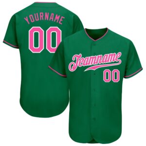 Kelly Green Pink-White Authentic Baseball Jersey, Custom&hellip;