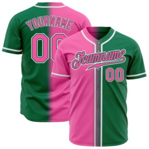 Kelly Green Pink-White Authentic Gradient Fashion Baseball&hellip;