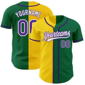 Kelly Green Purple-Yellow Authentic Split Fashion Baseball&hellip;