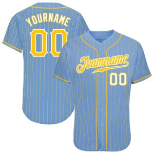 Light Blue Gold Pinstripe Gold-White Authentic Baseball&hellip;