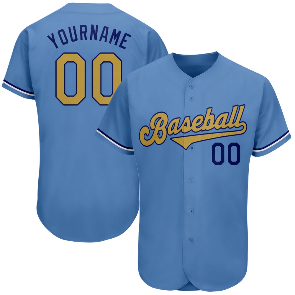 Light Blue Old Gold-Royal Authentic Baseball Jersey, Custom Baseball Jersey, Personalized Sport Jersey