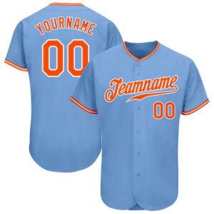 Light Blue Orange-White Authentic Baseball Jersey, Custom&hellip;