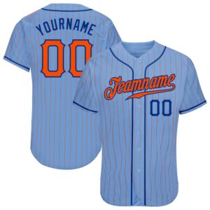Light Blue Orange Pinstripe Orange-Royal Authentic Baseball&hellip;