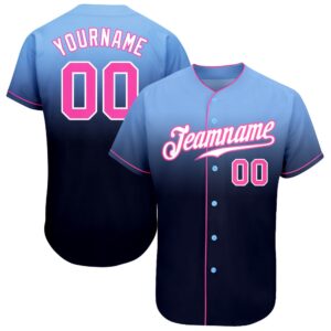 Light Blue Pink-Navy Authentic Fade Fashion Baseball&hellip;