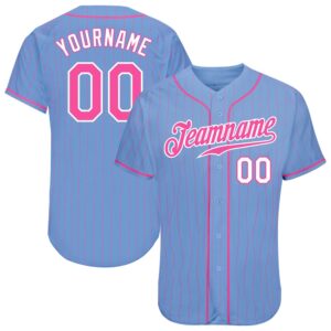 Light Blue Pink Pinstripe Pink-White Authentic Baseball&hellip;