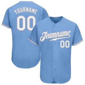 Light Blue White-Gray Authentic Baseball Jersey, Custom&hellip;