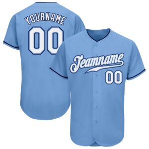 Light Blue White-Navy Authentic Baseball Jersey, Custom&hellip;