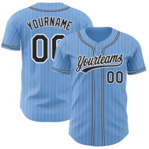 Light Blue White Pinstripe Black Authentic Baseball&hellip;