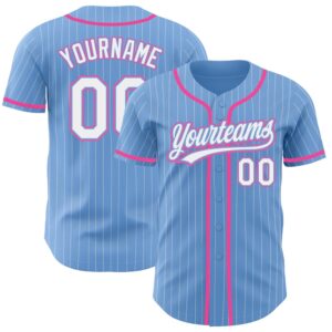 Light Blue White Pinstripe Pink Authentic Baseball&hellip;