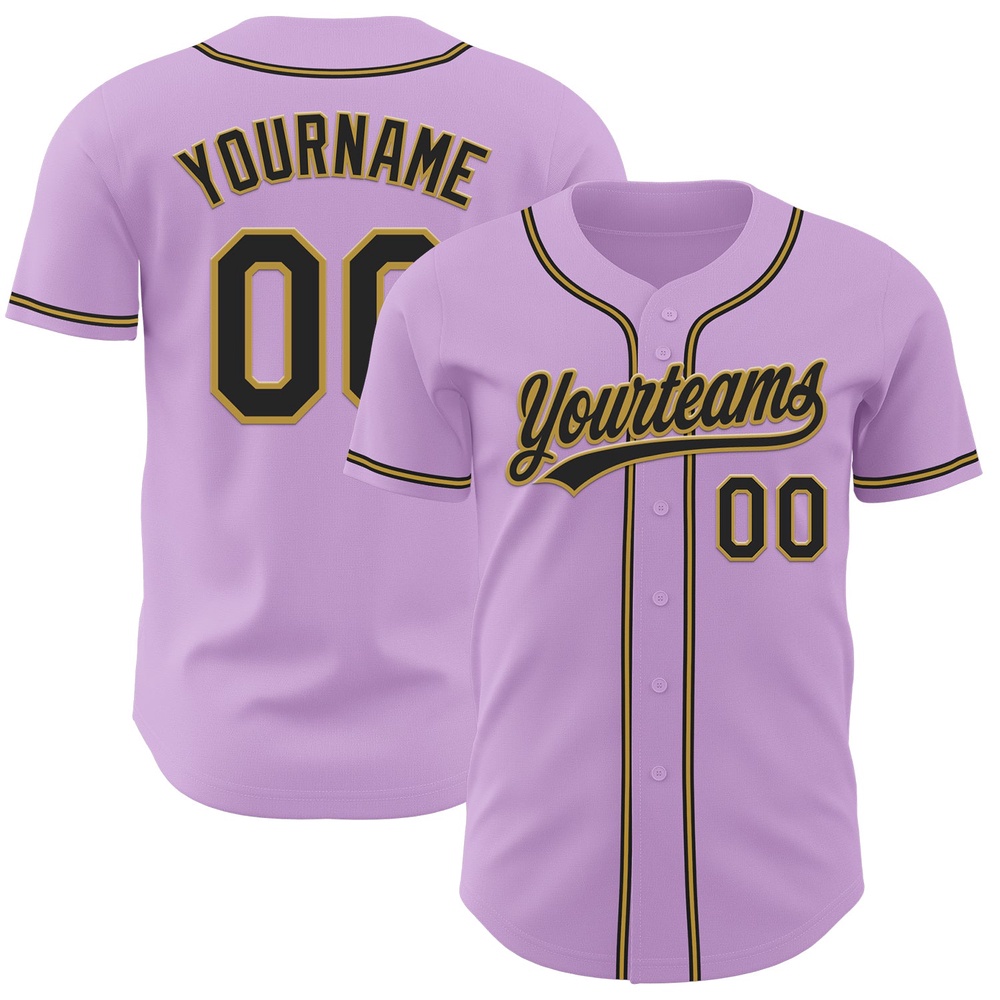 Light Purple Black-Old Gold Authentic Baseball Jersey, Custom Baseball Jersey, Personalized Sport Jersey Light Purple Black-Old Gold Authentic Baseball Jersey, Custom Baseball Jersey, Personalized Sport Jersey