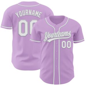 Light Purple White-Gray Authentic Baseball Jersey, Custom&hellip;