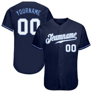 Navy White-Light Blue Authentic Baseball Jersey, Custom&hellip;