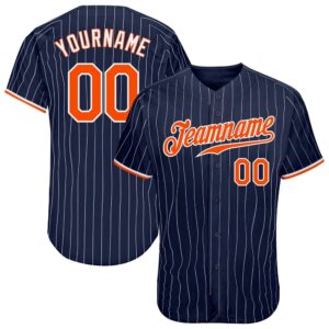Navy White Pinstripe Orange-White Authentic Baseball Jersey,&hellip;