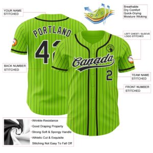 Neon Green Black Pinstripe White Authentic Baseball Jersey Custom Baseball Jersey Personalized Sport Jersey 2 szc8xk.jpg